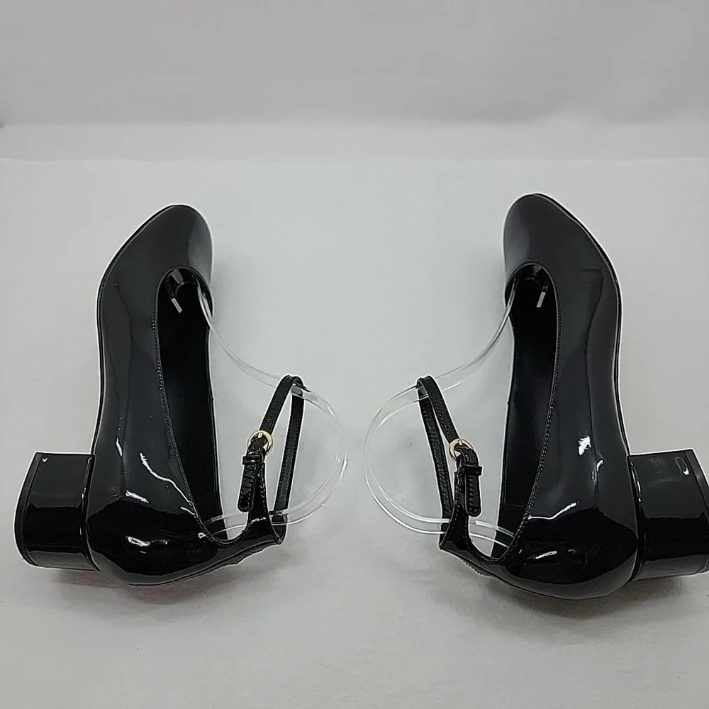 Marc Fisher LTD Parri Block Heel Black Mary Jane Dress Pumps Patent Leather 10M